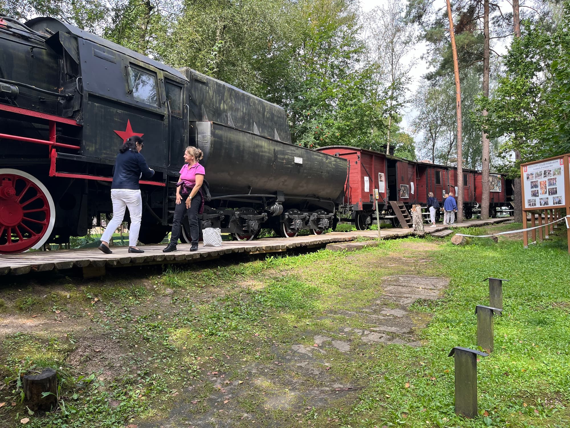 Alte Dampflokomotive mit sowjetischem Stern in Szymbark, Polen