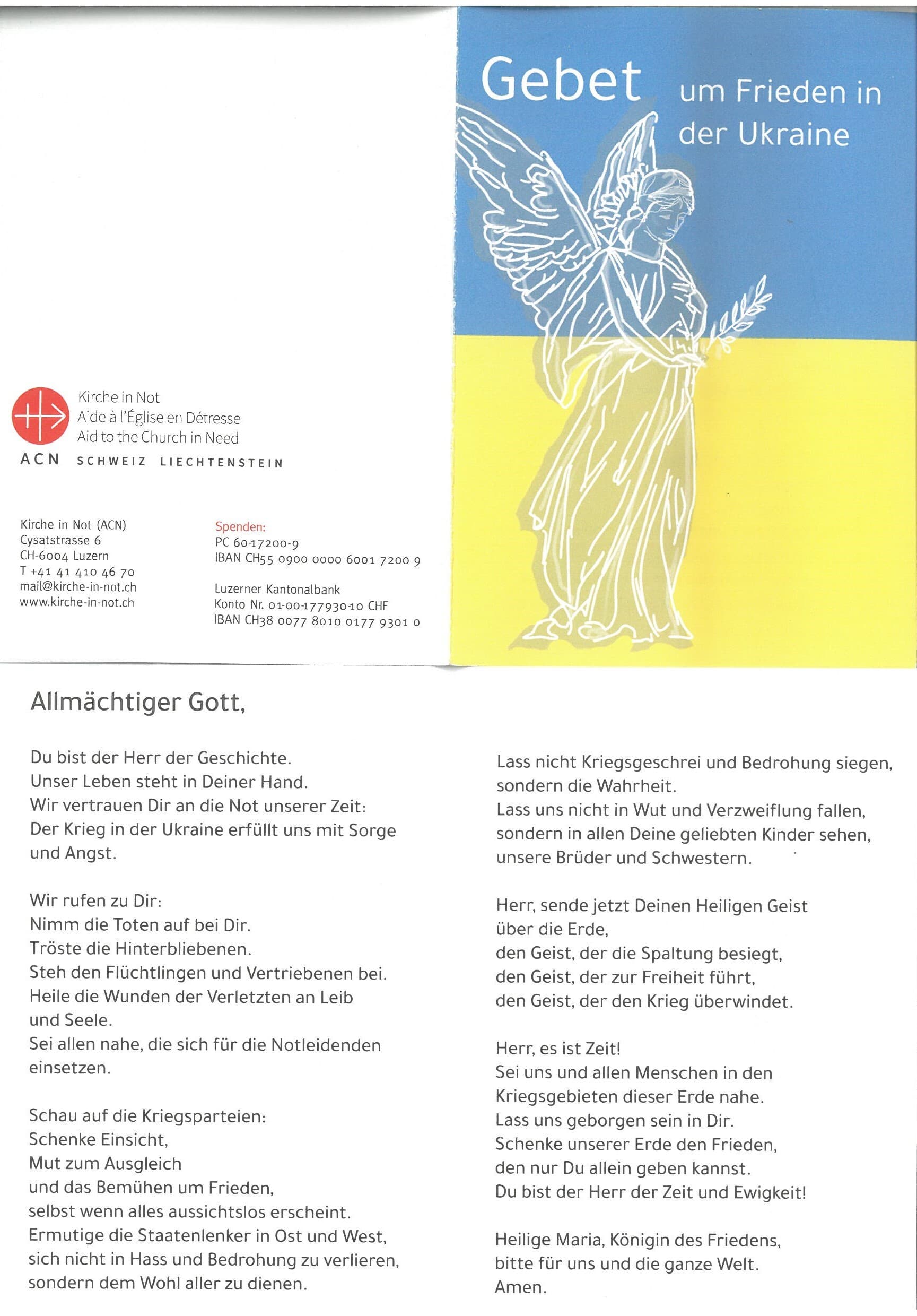 Gebet Frieden in der Ukraine