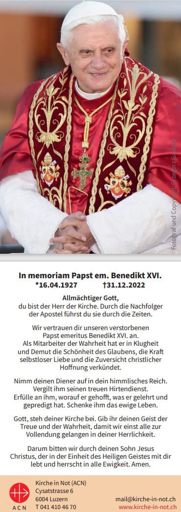 Gebetskaertchen Papst Benedikt