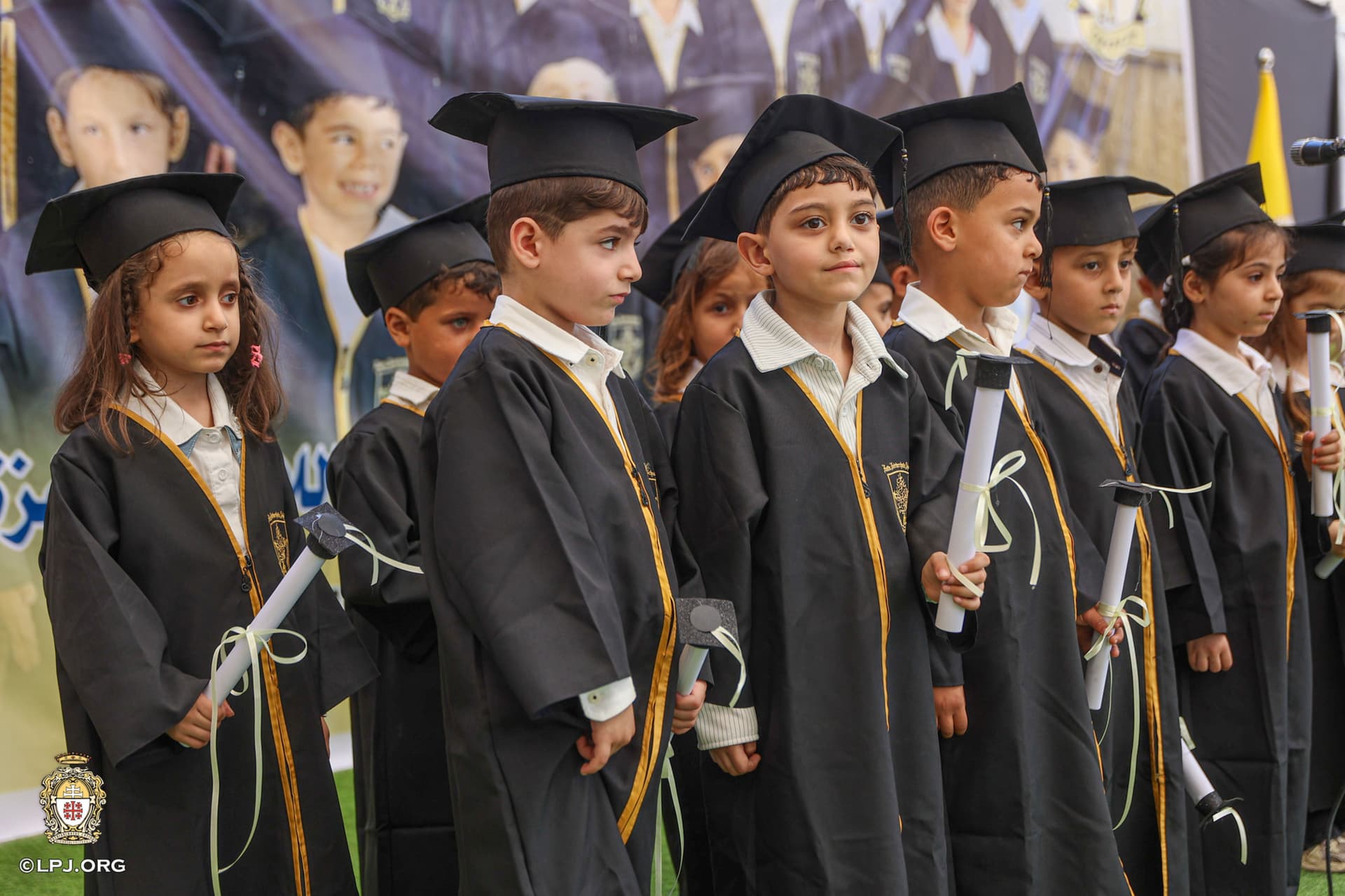 Des enfants en fin de cycle préscolaire à l'école catholique de Gaza. (Photo: Patriarcat latin de Jérusalem) Des enfants en fin de cycle préscolaire à l'école catholique de Gaza. (Photo: Patriarcat latin de Jérusalem)