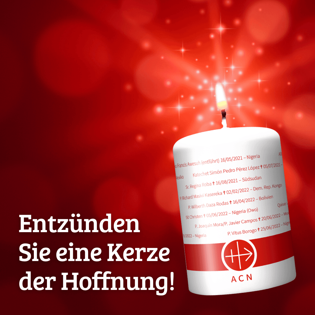 Die Kerze der Hoffnung mit Namen von Glaubenszeugen von heute – Gebet und Hoffnung für verfolgte Christen Die Kerze der Hoffnung mit Namen von Glaubenszeugen von heute – Gebet und Hoffnung für verfolgte Christen