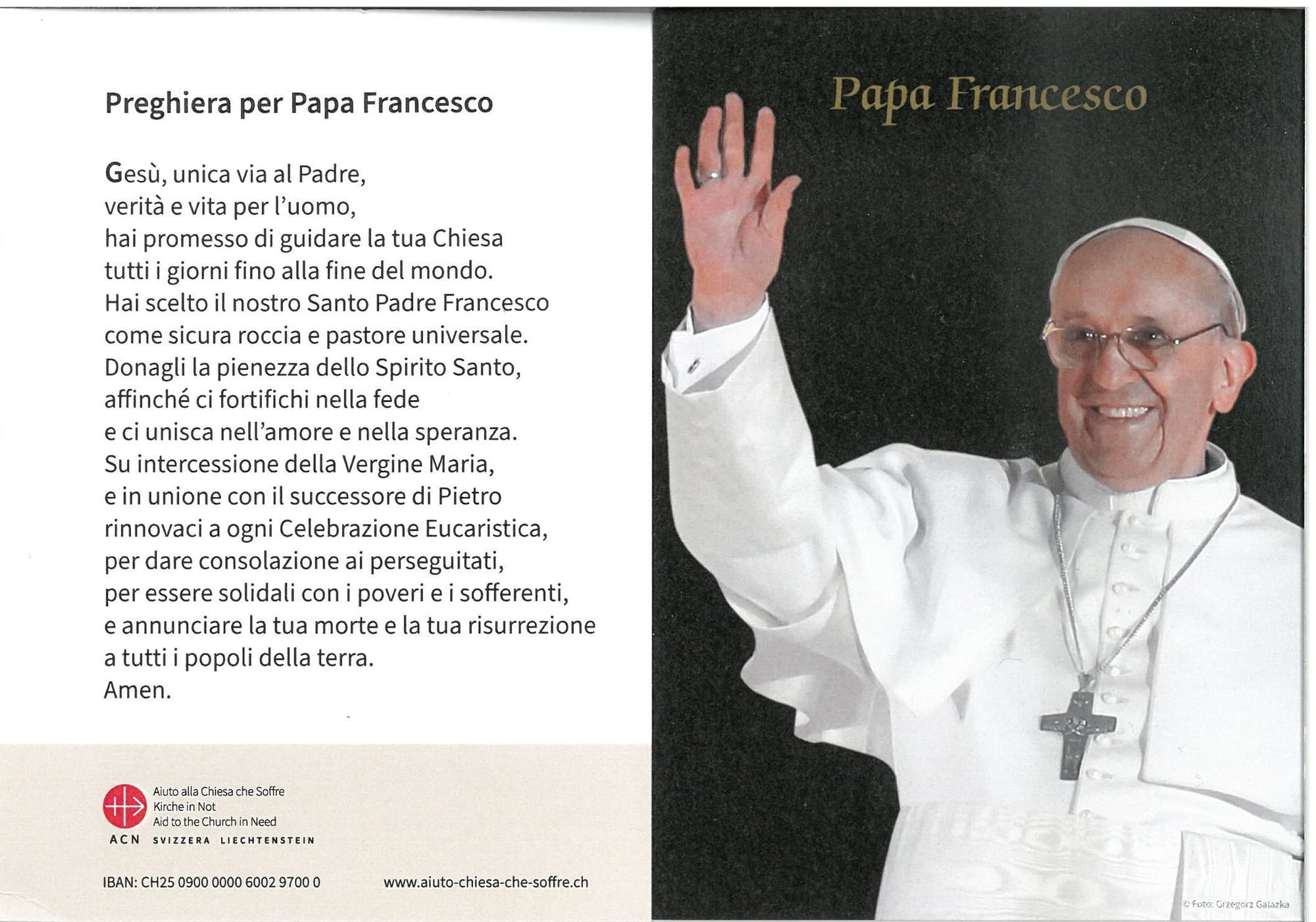 Gebetskärtchen Papst Franziskus it Gebetskärtchen Papst Franziskus it